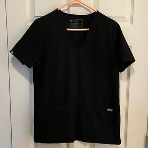 Casma Three-Pocket Scrub Top, Black, medium